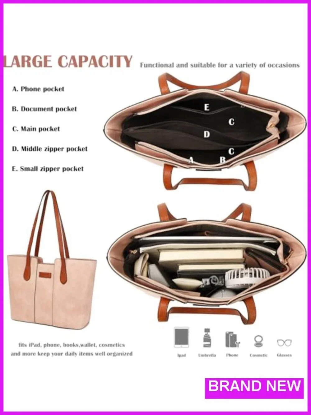 Faux Leather Top Handle Satchel Hobo Tote Bag